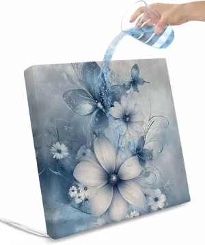 Blue White Daisy Outdoor Cushion Chair Cover Set of 2 - Waterproof Couch Seat Covers, Vintage Elegant Butterfly Flowers Patio Furniture Protector Cushions Slipcovers for Sofa/RV, 22"x20"x4"