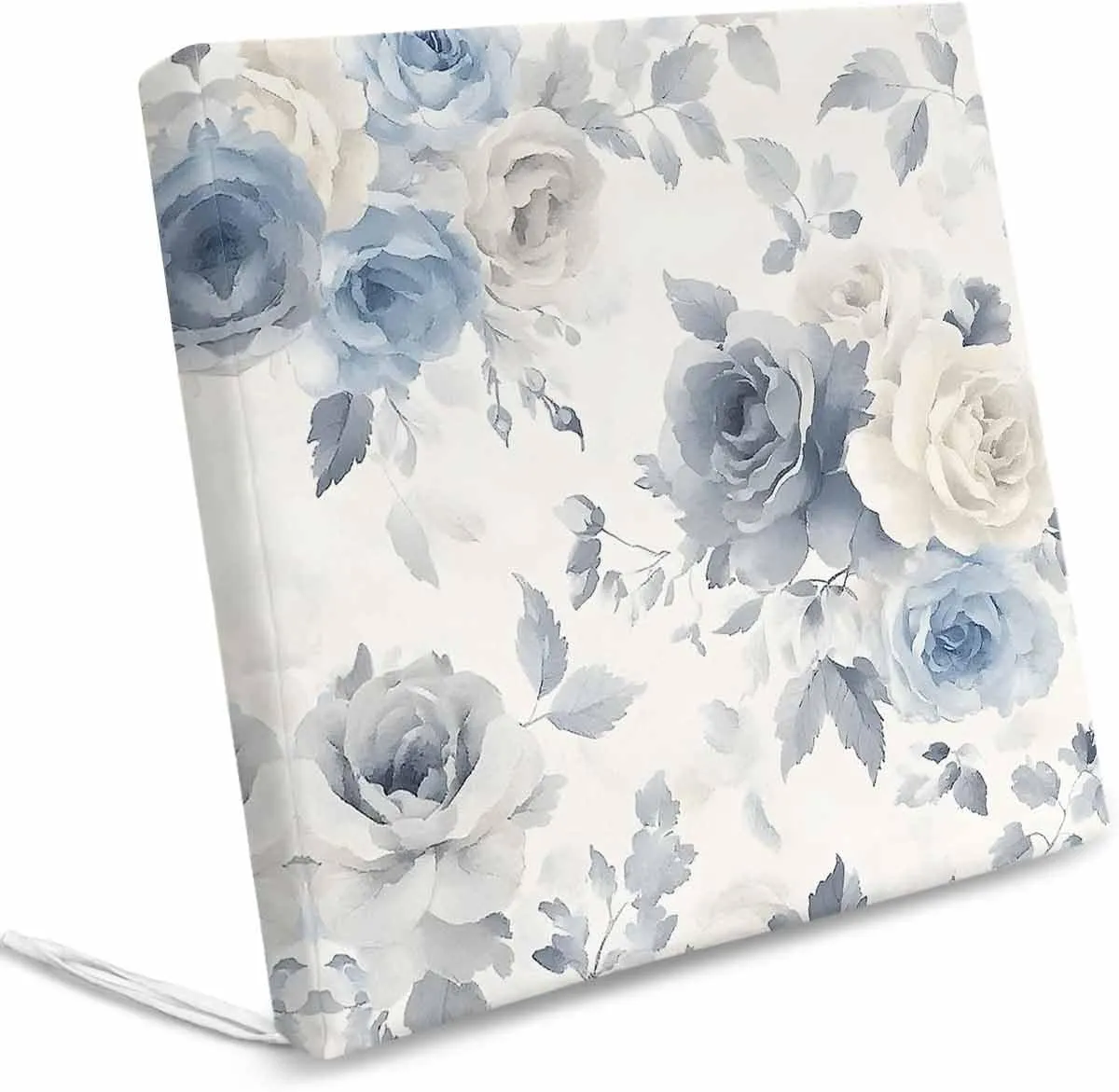 Blue White Floral Outdoor Cushion Chair Cover Set of 2 - Waterproof Couch Seat Covers, Botanical Garden Flowers Leaves Patio Furniture Protector Cushions Slipcovers for Sofa/RV, 22"x20"x4"