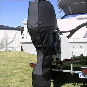 Boat Motor Cover Boat Boat Motor Cover Waterproof UV-Proof Full Outboard Motor Cover Crack Resistant Heavy-Duty 600D Outboard Motor Cover(6-15HP)
