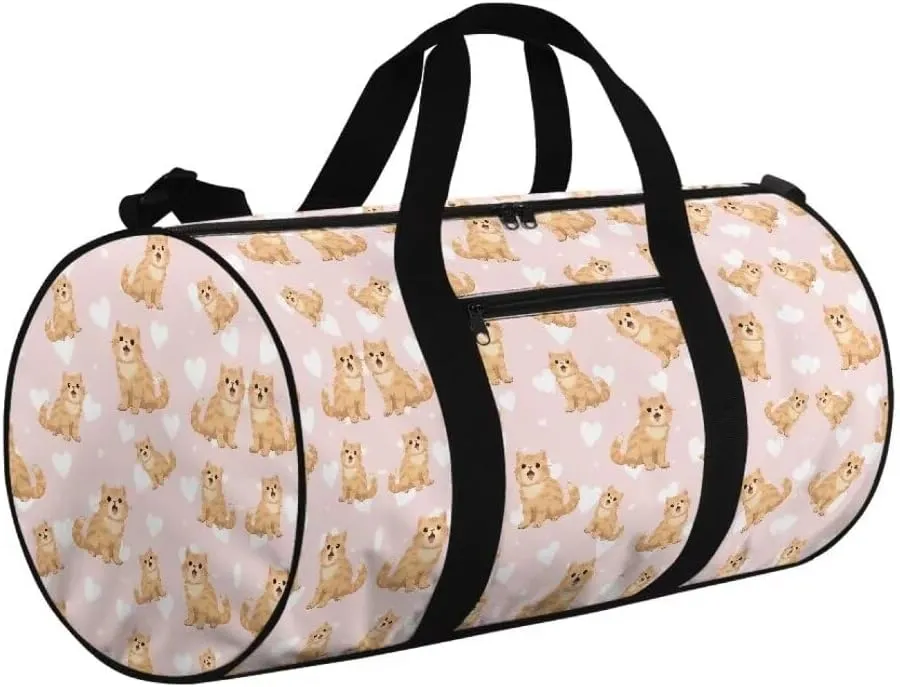 Boatee Dog Duffle Bag for Teen Girls Cute Gym Bag Large Duffel Bag Big Capacity Travel Bag Lightweight Handle Bag Stylish Overnight Hand Bag with Zipper Closure Personal Item Travel Bag for Sport Pink