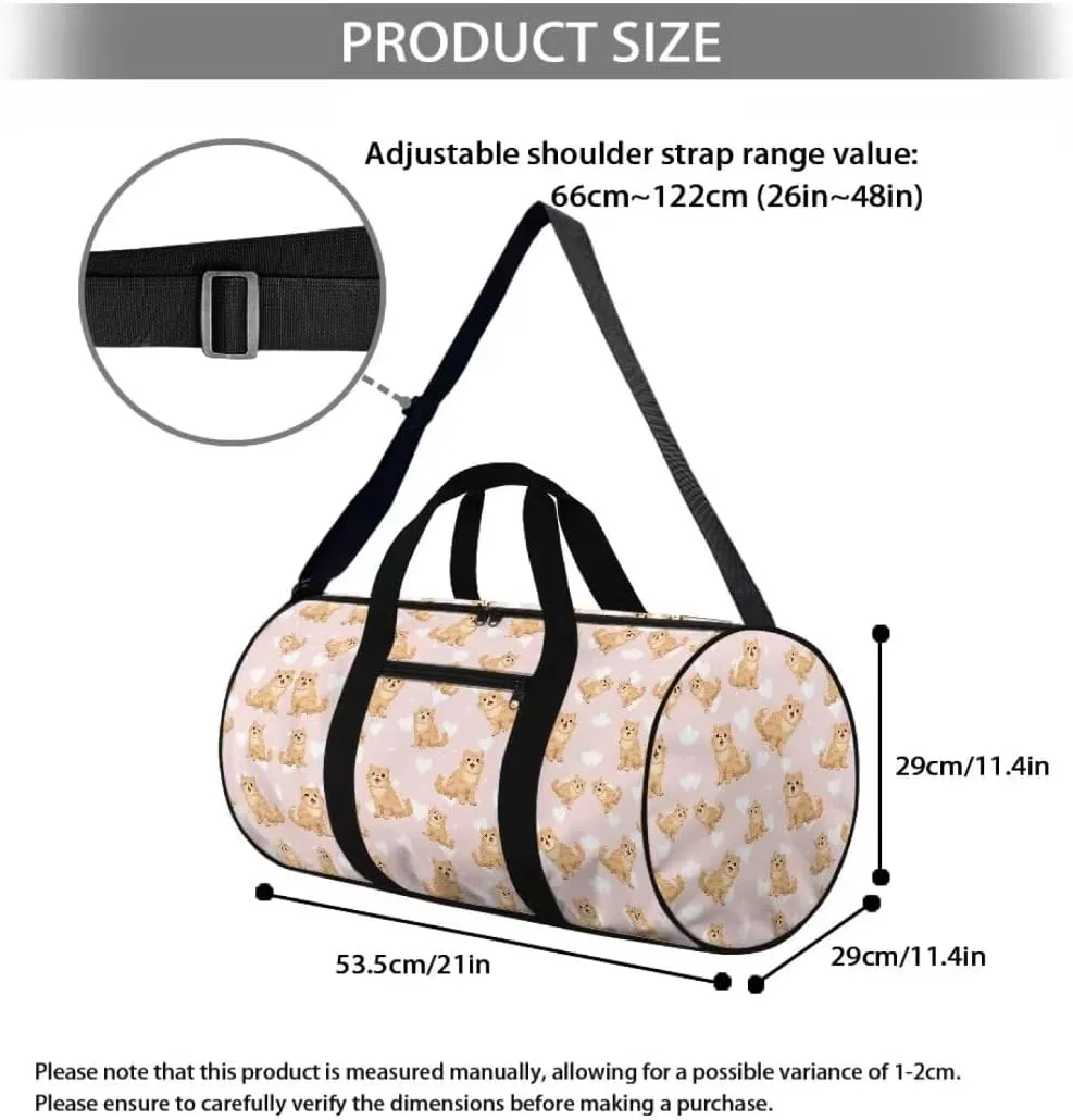 Boatee Dog Duffle Bag for Teen Girls Cute Gym Bag Large Duffel Bag Big Capacity Travel Bag Lightweight Handle Bag Stylish Overnight Hand Bag with Zipper Closure Personal Item Travel Bag for Sport Pink