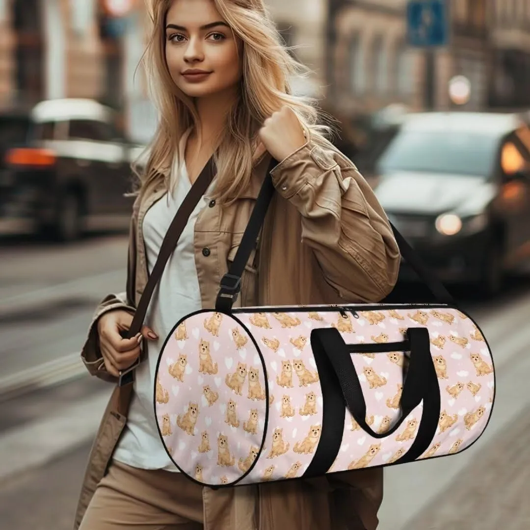 Boatee Dog Duffle Bag for Teen Girls Cute Gym Bag Large Duffel Bag Big Capacity Travel Bag Lightweight Handle Bag Stylish Overnight Hand Bag with Zipper Closure Personal Item Travel Bag for Sport Pink
