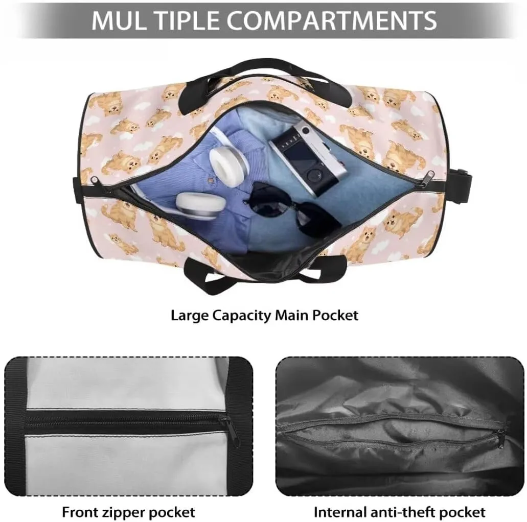 Boatee Dog Duffle Bag for Teen Girls Cute Gym Bag Large Duffel Bag Big Capacity Travel Bag Lightweight Handle Bag Stylish Overnight Hand Bag with Zipper Closure Personal Item Travel Bag for Sport Pink