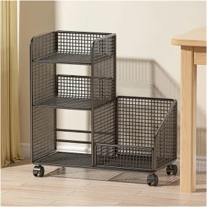Book Stand Movable Bookshelf Desk Floor Storage Rack School Bag Book Storage Cabinet Office Wheeled Trolley Floor-Standing Bookshelf