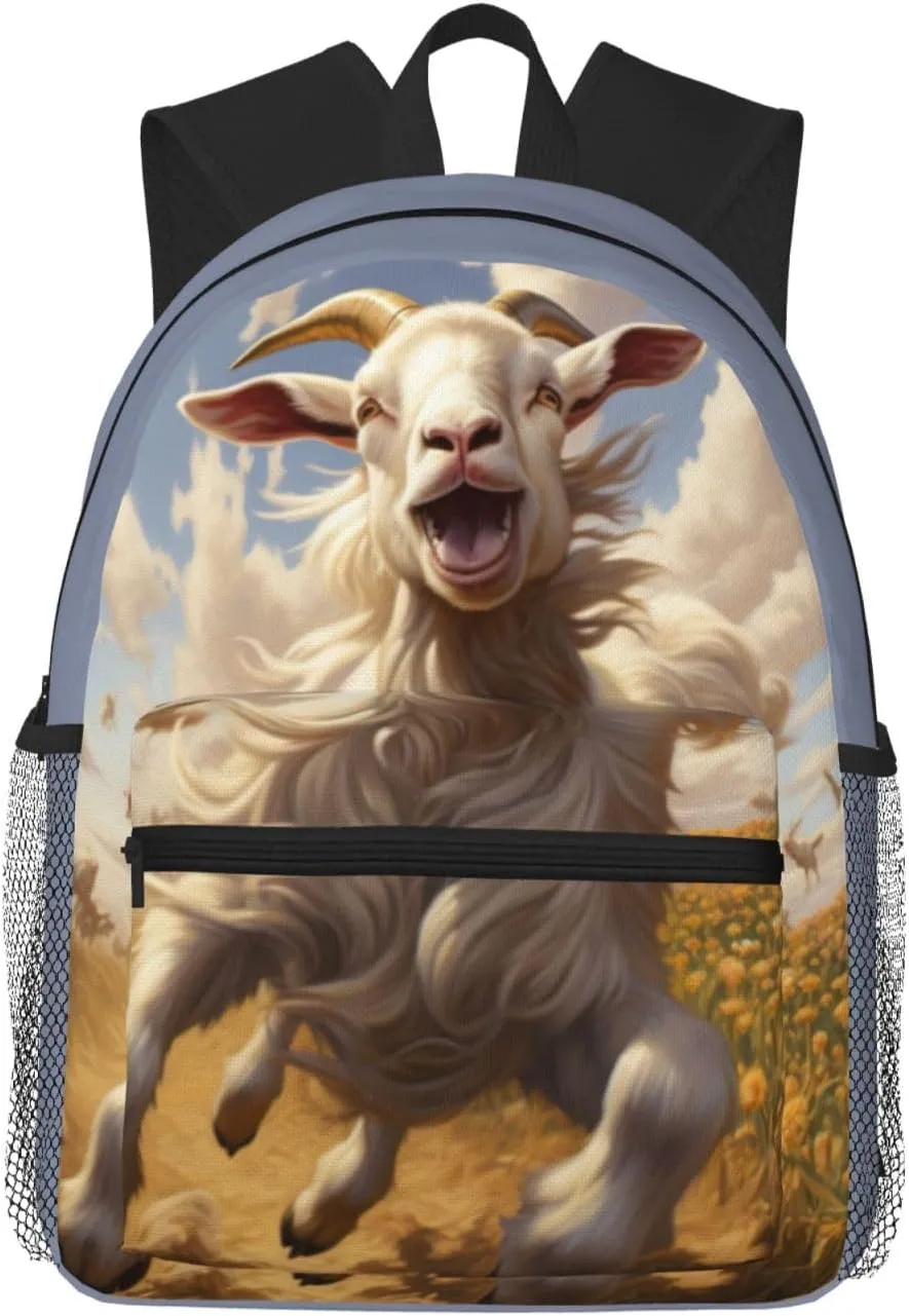 BREAUX Goat Frolic print Lightweight Comfortable Backpack for Men Women, Durability Laptop Daypack, Travel bag ﻿