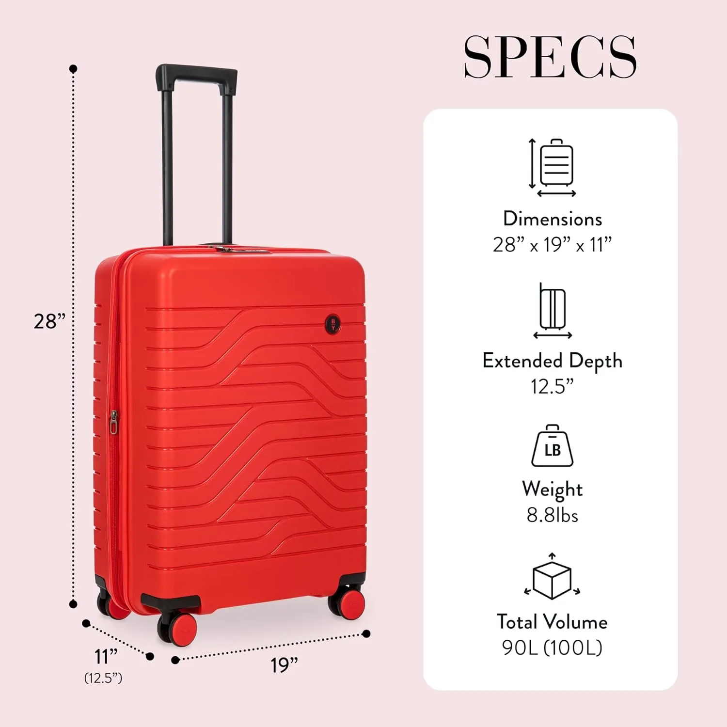 Bric's 28" Expandable Spinner Suitcase - Travel Luggage with TSA-Approved Lock and Hard Shell Exterior - B|Y Ulisse - Red
