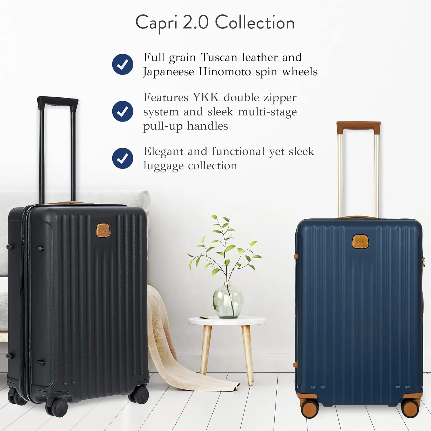 Bric's Capri 2.0 27"-Inch Spinner - Expandable Luxury Carry On Luggage With Spinner Wheels - Lightweight Carry On Suitcases with Wheels Made From Durable Polycarbonate - Matte Blue