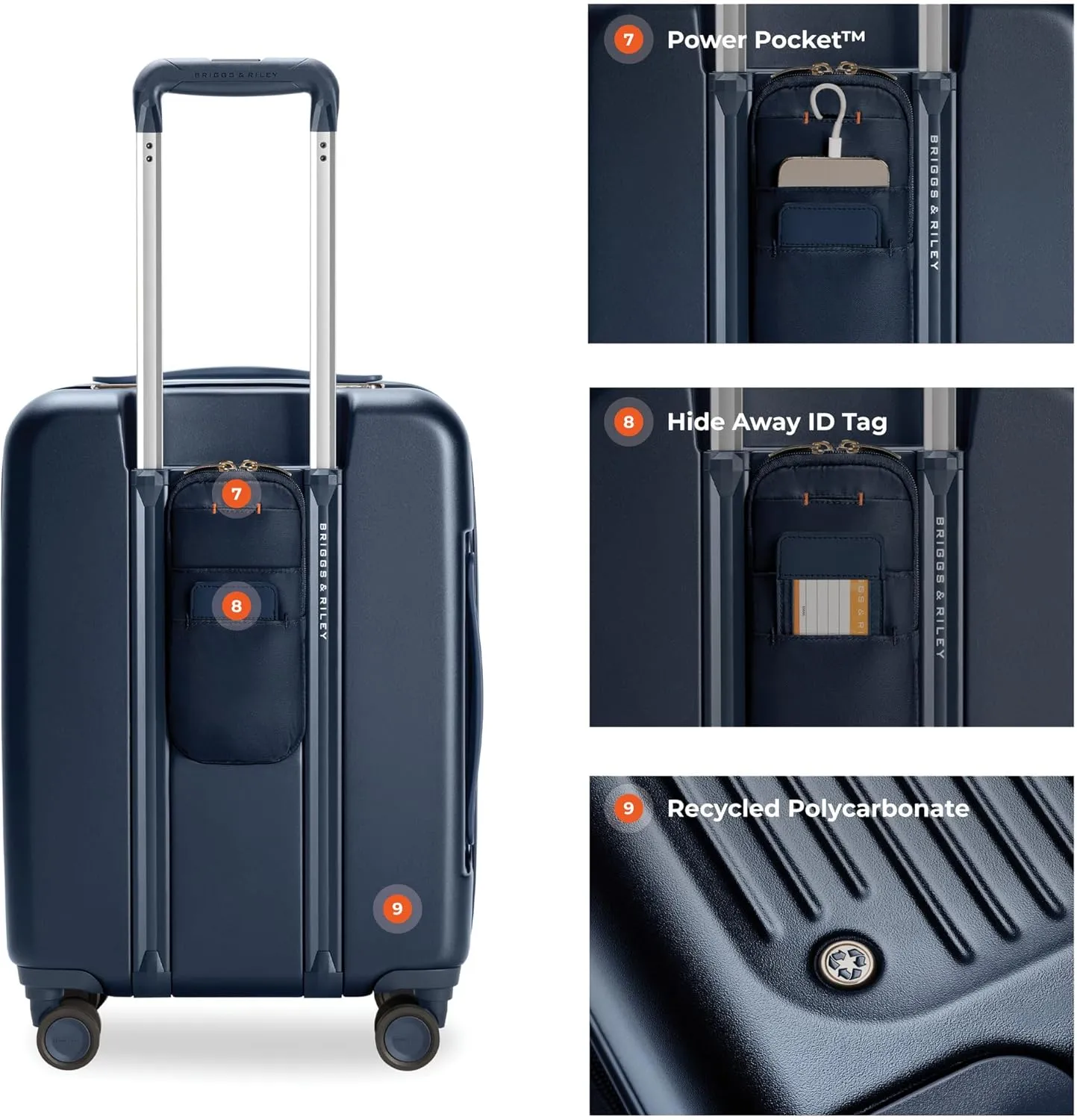 Briggs & Riley 21" Global Carry On Expandable Spinner - Luggage for Travel, Suitcases with Wheels, Hardside Rolling Bag for Men & Women, Self-Repairing Zipper - Sympatico Collection, Navy