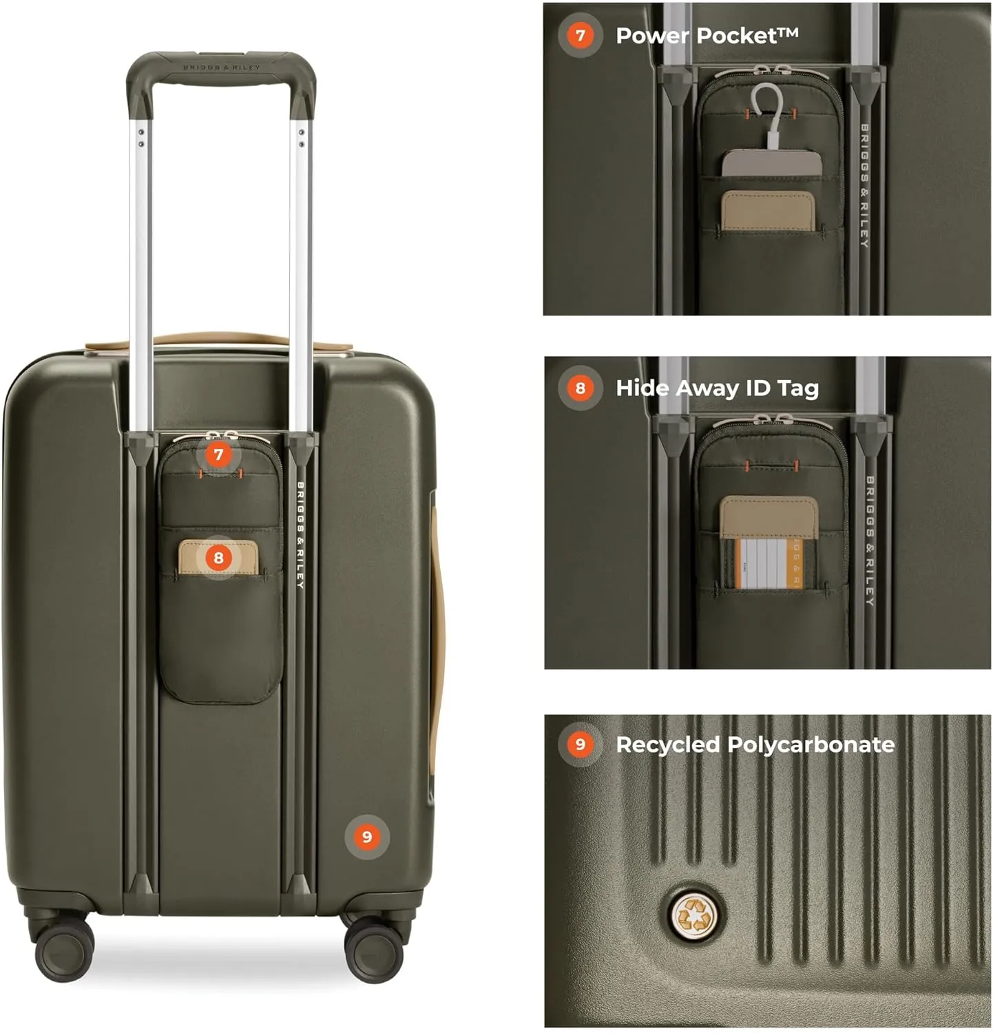 Briggs & Riley 21" Global Carry On Expandable Spinner - Luggage for Travel, Suitcases with Wheels, Hardside Rolling Bag for Men & Women, Self-Repairing Zipper - Sympatico Collection, Olive