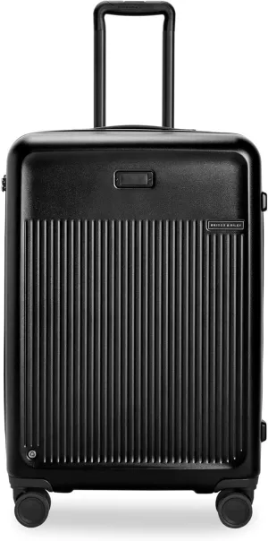 Briggs & Riley 27" Medium Expandable Spinner - Checked Luggage for Travel, Suitcases with Wheels, Hardside Rolling Bag for Men & Women, Self-Repairing Zipper - Sympatico Collection, Black