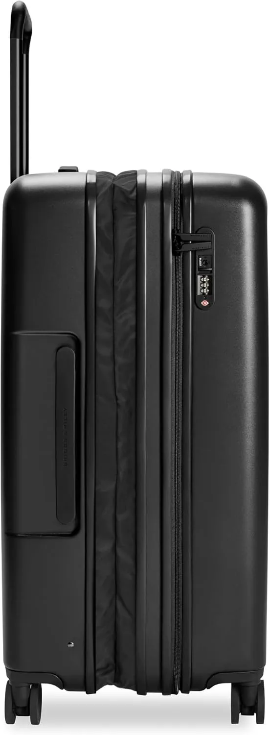 Briggs & Riley 27" Medium Expandable Spinner - Checked Luggage for Travel, Suitcases with Wheels, Hardside Rolling Bag for Men & Women, Self-Repairing Zipper - Sympatico Collection, Black