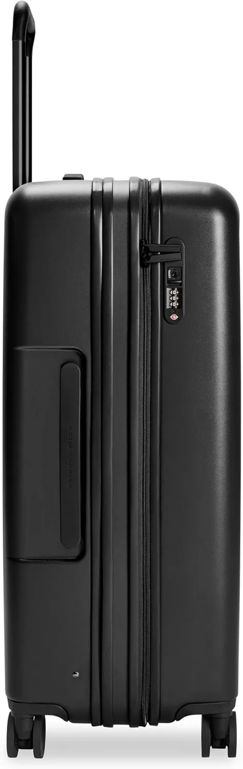 Briggs & Riley 27" Medium Expandable Spinner - Checked Luggage for Travel, Suitcases with Wheels, Hardside Rolling Bag for Men & Women, Self-Repairing Zipper - Sympatico Collection, Black
