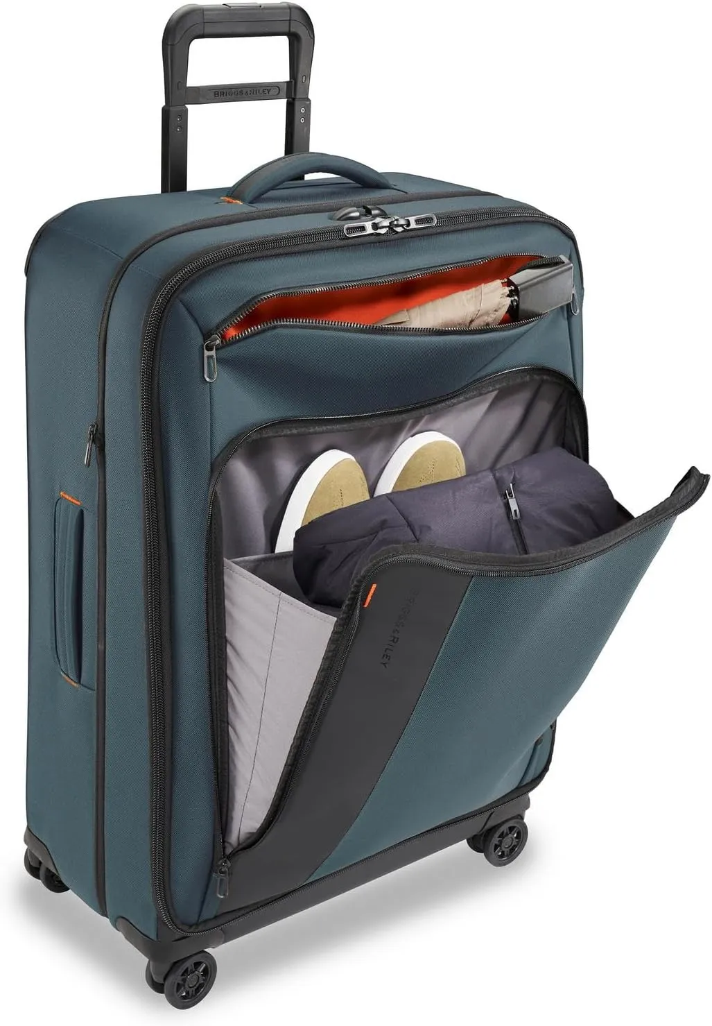 Briggs & Riley 29" Large Expandable Spinner - Checked Luggage for Travel, Suitcases with Wheels, Softside Rolling Bag for Men & Women, Self-Repairing Zipper - ZDX Collection, Ocean