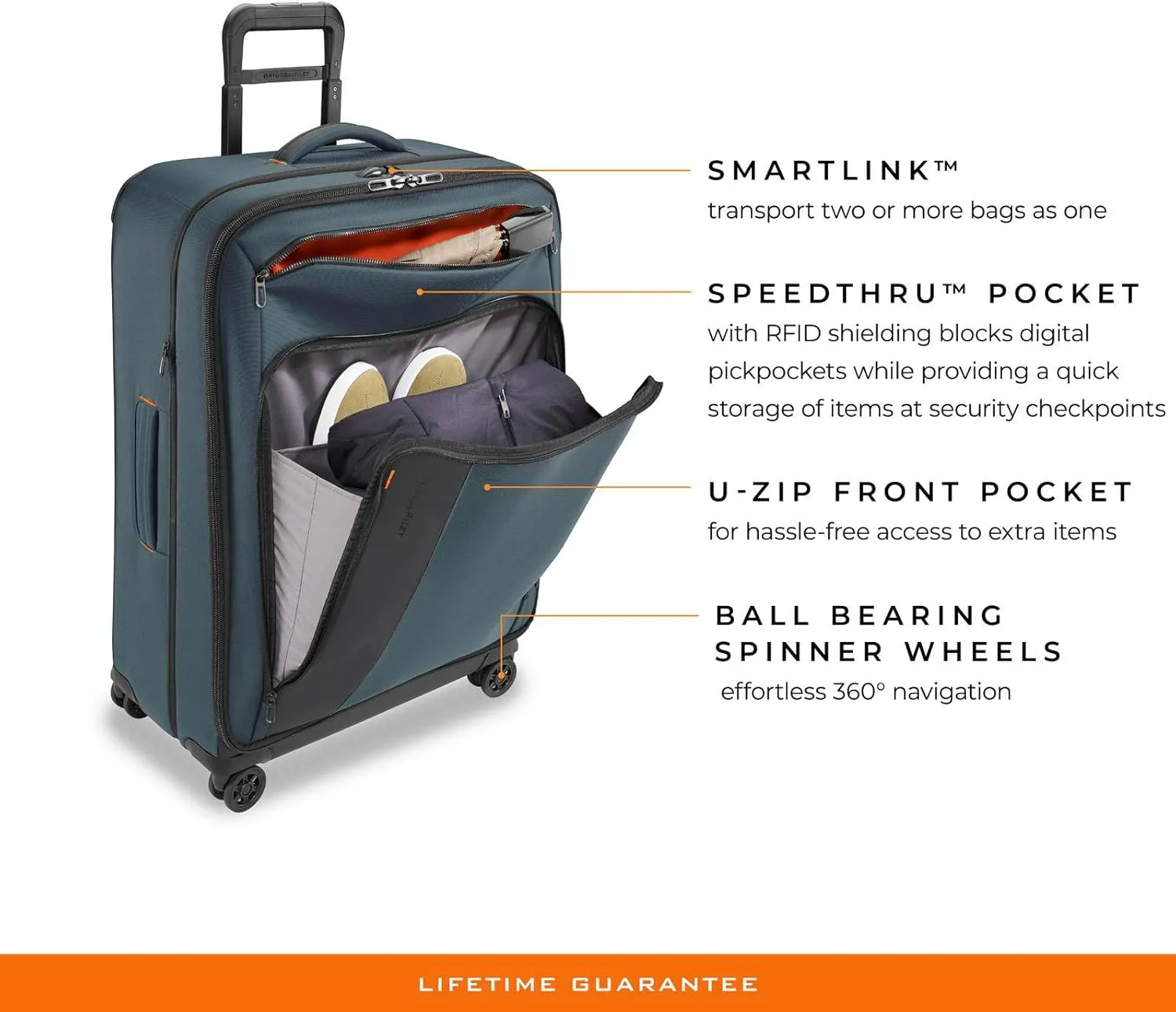 Briggs & Riley 29" Large Expandable Spinner - Checked Luggage for Travel, Suitcases with Wheels, Softside Rolling Bag for Men & Women, Self-Repairing Zipper - ZDX Collection, Ocean