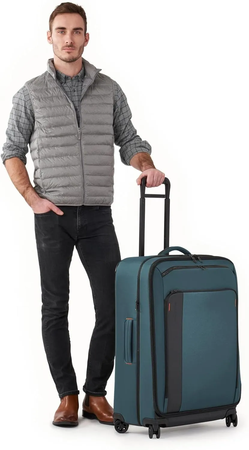 Briggs & Riley 29" Large Expandable Spinner - Checked Luggage for Travel, Suitcases with Wheels, Softside Rolling Bag for Men & Women, Self-Repairing Zipper - ZDX Collection, Ocean
