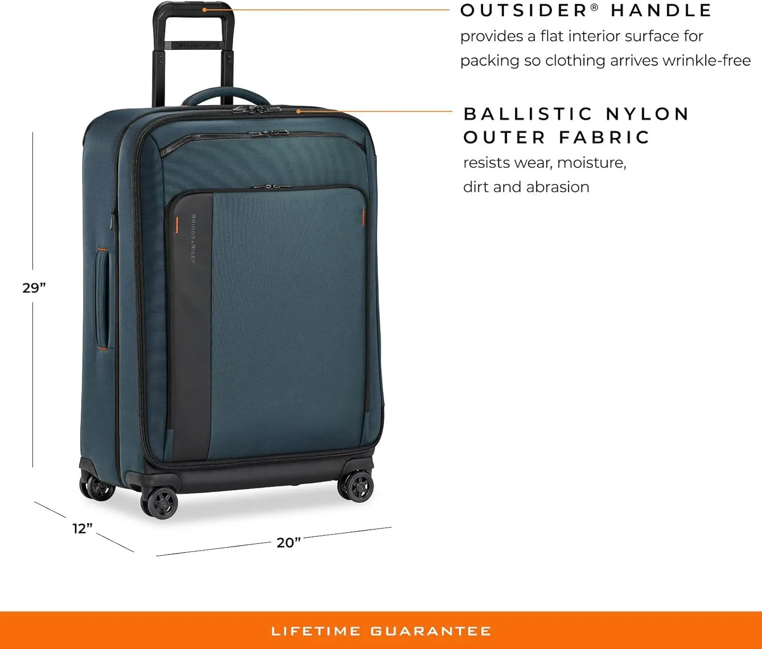 Briggs & Riley 29" Large Expandable Spinner - Checked Luggage for Travel, Suitcases with Wheels, Softside Rolling Bag for Men & Women, Self-Repairing Zipper - ZDX Collection, Ocean