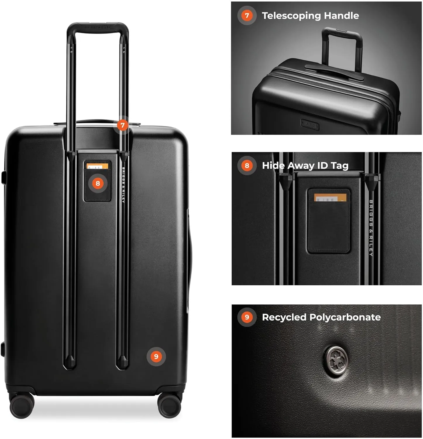 Briggs & Riley 30" Large Expandable Spinner - Checked Luggage for Travel, Suitcases with Wheels, Hardside Rolling Bag for Men & Women, Self-Repairing Zipper - Sympatico Collection, Black