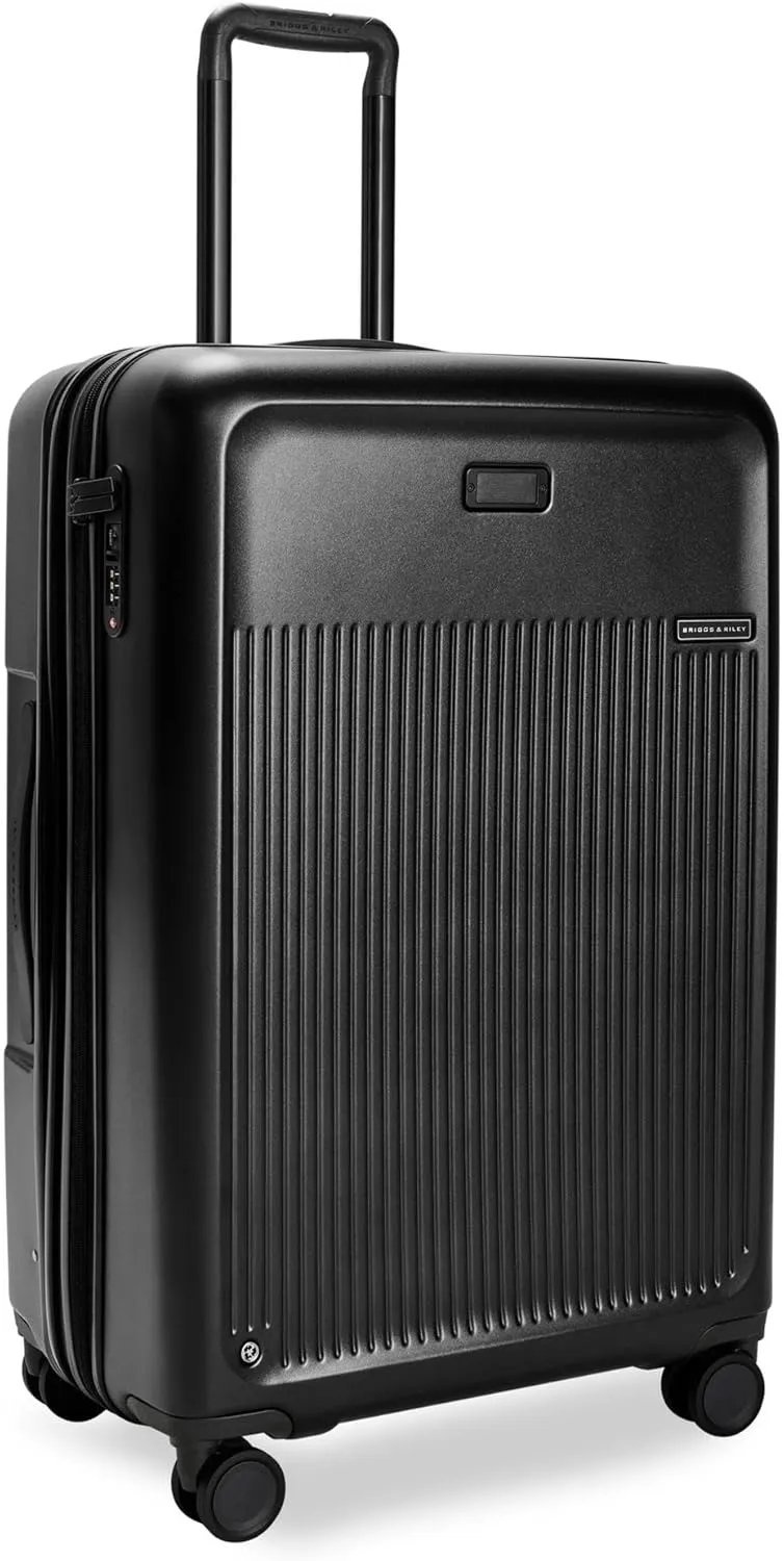 Briggs & Riley 30" Large Expandable Spinner - Checked Luggage for Travel, Suitcases with Wheels, Hardside Rolling Bag for Men & Women, Self-Repairing Zipper - Sympatico Collection, Black