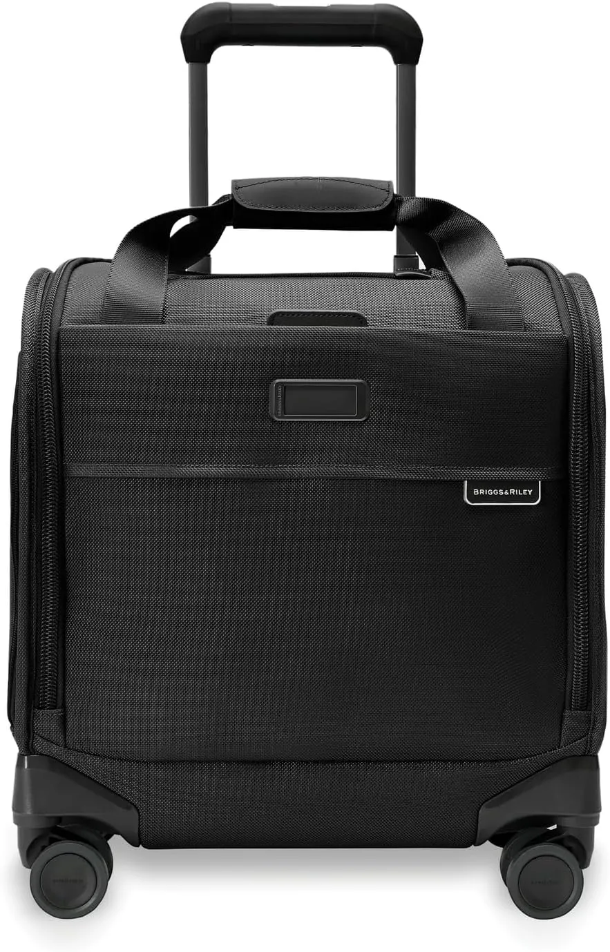 Briggs & Riley Cabin Spinner - Carry On Luggage for Travel, Suitcases with Wheels, Softside Rolling Bag for Men & Women, Fits Under Plane Seat, Interlocking Handle - Baseline Collection, Black