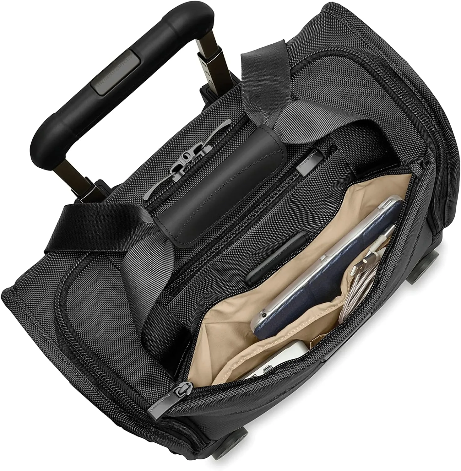 Briggs & Riley Cabin Spinner - Carry On Luggage for Travel, Suitcases with Wheels, Softside Rolling Bag for Men & Women, Fits Under Plane Seat, Interlocking Handle - Baseline Collection, Black