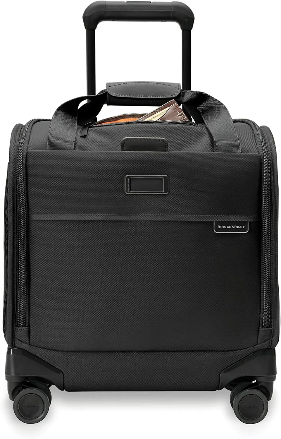 Briggs & Riley Cabin Spinner - Carry On Luggage for Travel, Suitcases with Wheels, Softside Rolling Bag for Men & Women, Fits Under Plane Seat, Interlocking Handle - Baseline Collection, Black