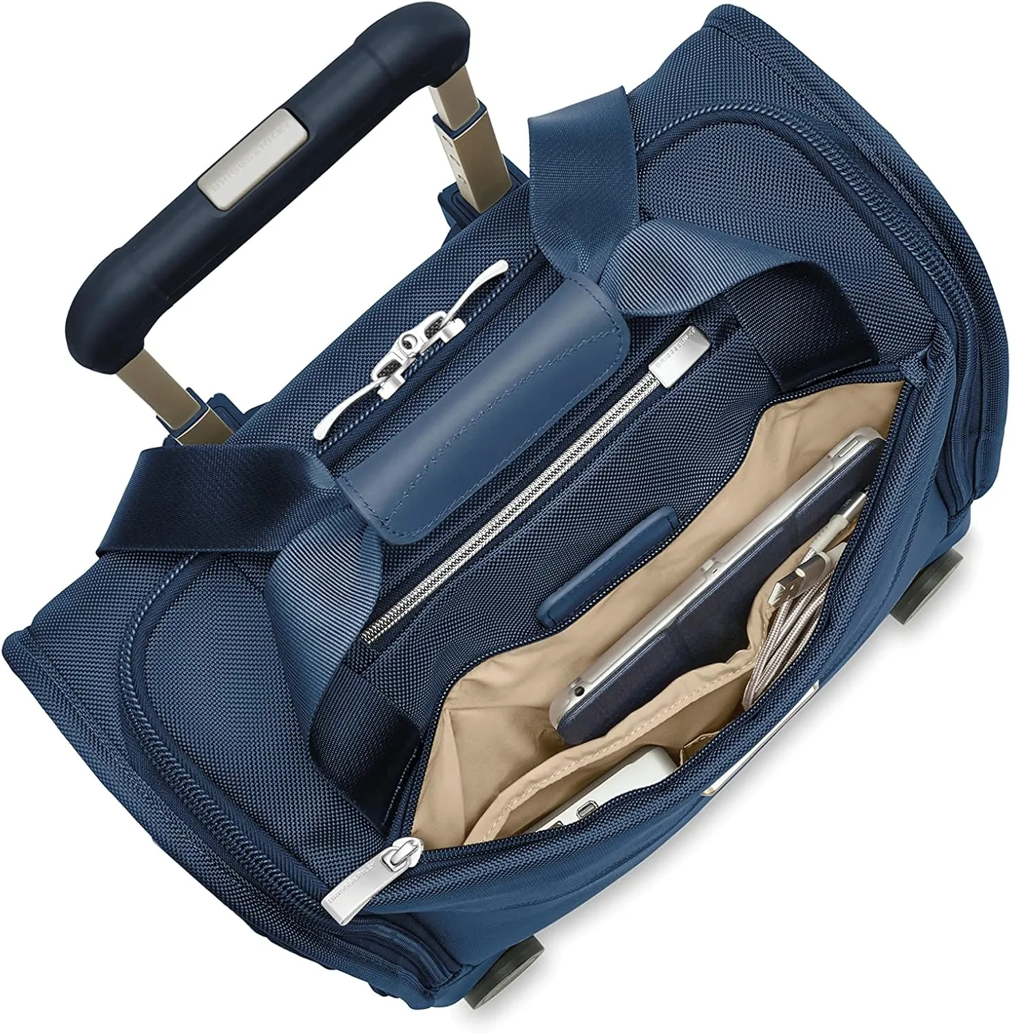 Briggs & Riley Cabin Spinner - Carry On Luggage for Travel, Suitcases with Wheels, Softside Rolling Bag for Men & Women, Fits Under Plane Seat, Interlocking Handle - Baseline Collection, Navy