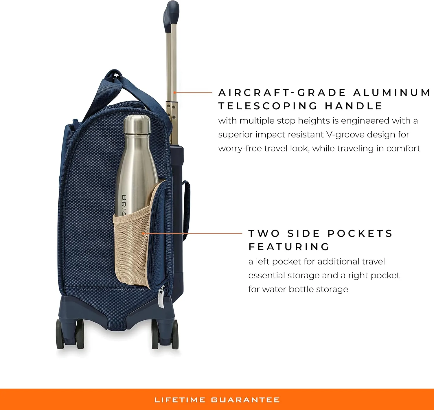Briggs & Riley Cabin Spinner - Carry On Luggage for Travel, Suitcases with Wheels, Softside Rolling Bag for Men & Women, Fits Under Plane Seat, Interlocking Handle - Baseline Collection, Navy