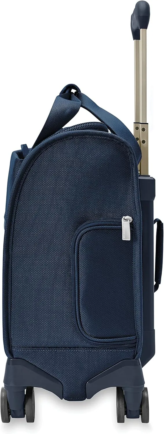 Briggs & Riley Cabin Spinner - Carry On Luggage for Travel, Suitcases with Wheels, Softside Rolling Bag for Men & Women, Fits Under Plane Seat, Interlocking Handle - Baseline Collection, Navy