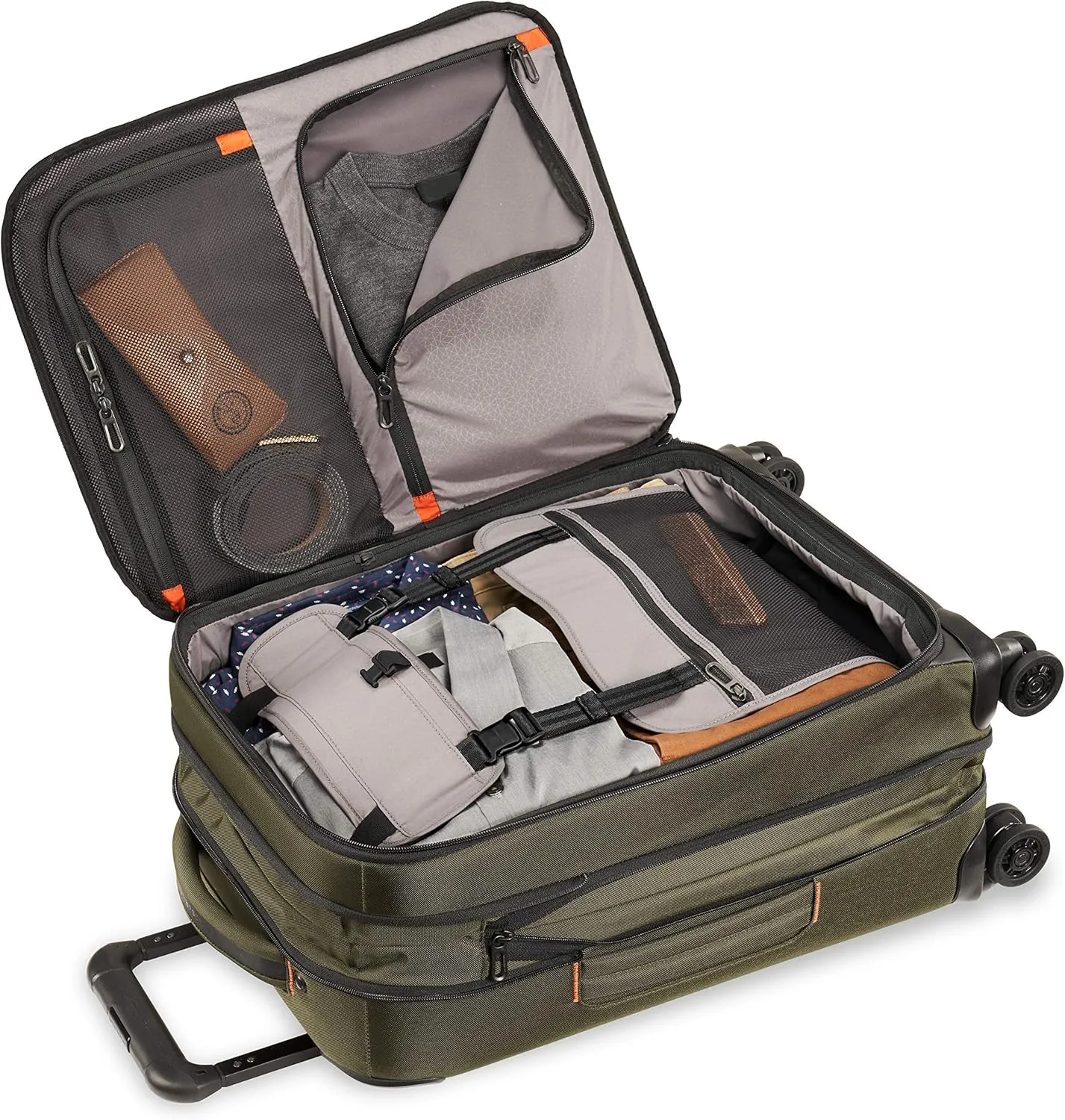 Briggs & Riley Domestic 22" Carry On Expandable Spinner - Luggage for Travel, Suitcases with Wheels, Softside Rolling Bag for Men & Women, Self-Repairing Zipper - ZDX Collection, Hunter