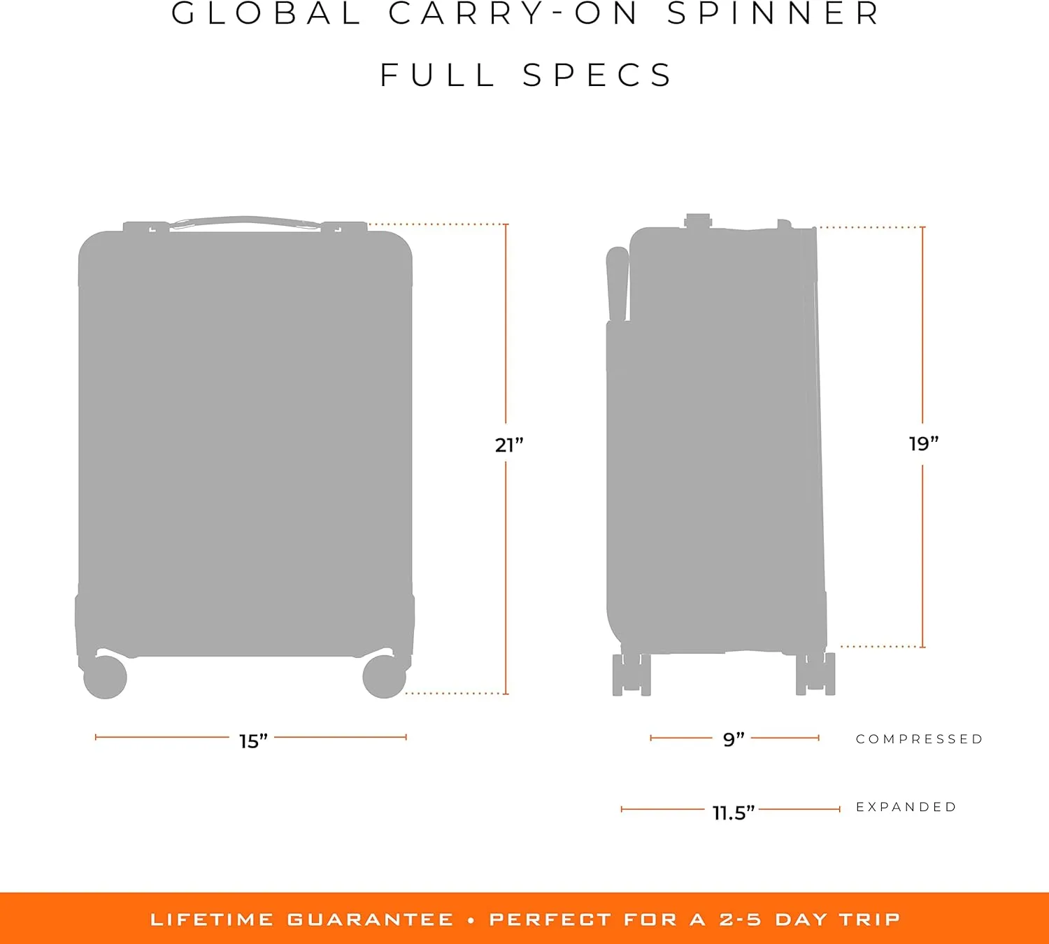 Briggs & Riley Global 21" Carry On Expandable Spinner - Luggage for International Travel, Suitcases with Wheels, Softside Rolling Bag for Men & Women, Self-Repairing Zipper- Baseline Collection, Black