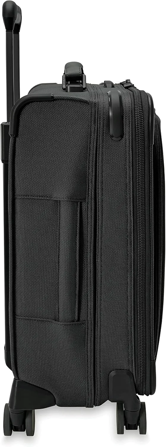 Briggs & Riley Global 21" Carry On Expandable Spinner - Luggage for International Travel, Suitcases with Wheels, Softside Rolling Bag for Men & Women, Self-Repairing Zipper- Baseline Collection, Black