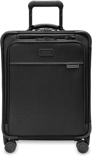 Briggs & Riley Global 21" Carry On Expandable Spinner - Luggage for International Travel, Suitcases with Wheels, Softside Rolling Bag for Men & Women, Self-Repairing Zipper- Baseline Collection, Black