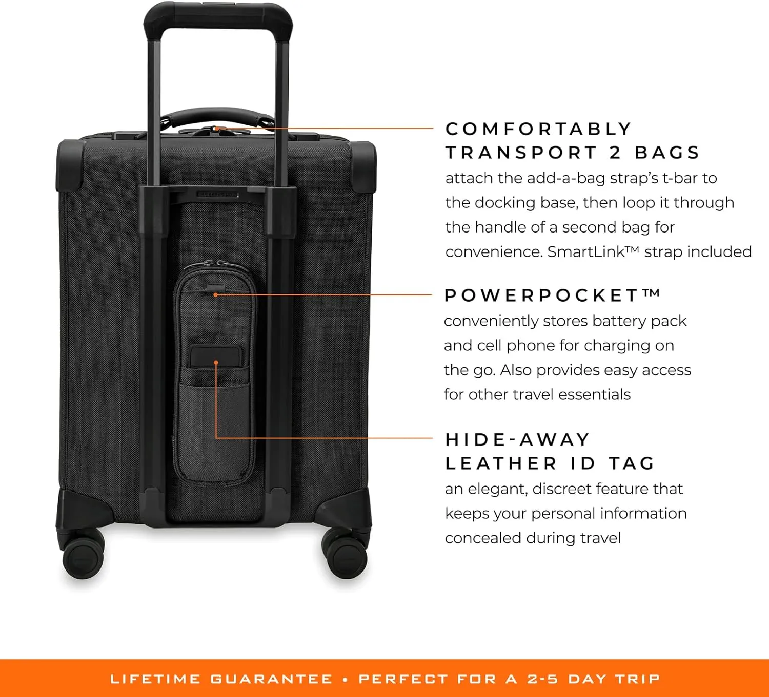 Briggs & Riley Global 21" Carry On Expandable Spinner - Luggage for International Travel, Suitcases with Wheels, Softside Rolling Bag for Men & Women, Self-Repairing Zipper- Baseline Collection, Black