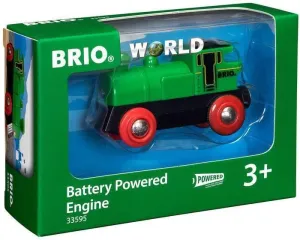 BRIO World 33595 Engine Train - Battery Powered Wooden Toy for Kids | Forward & Reverse Movement | Illuminating Headlights | Ideal for Toddlers 3 Years & Up