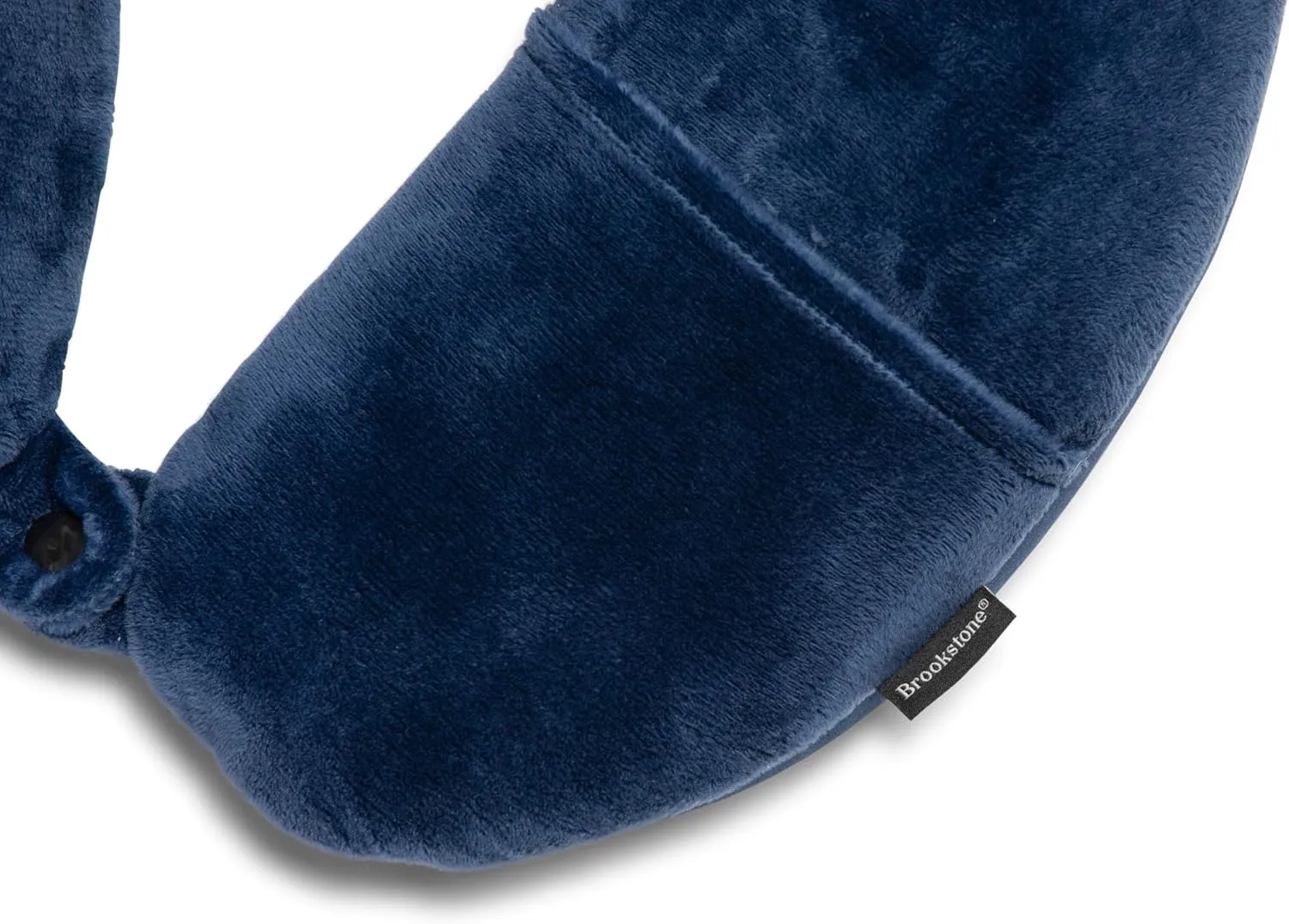 Brookstone Microbead Travel Head and Neck Pillow Lightweight and Plush with Phone or Headphone Pocket, Blue