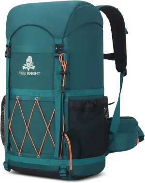 Bseash 40L Waterproof Hiking Backpack with Rain Cover, Outdoor Sport Travel Bag Daypack for Camping Climbing Skiing Cycling (Blue Green)