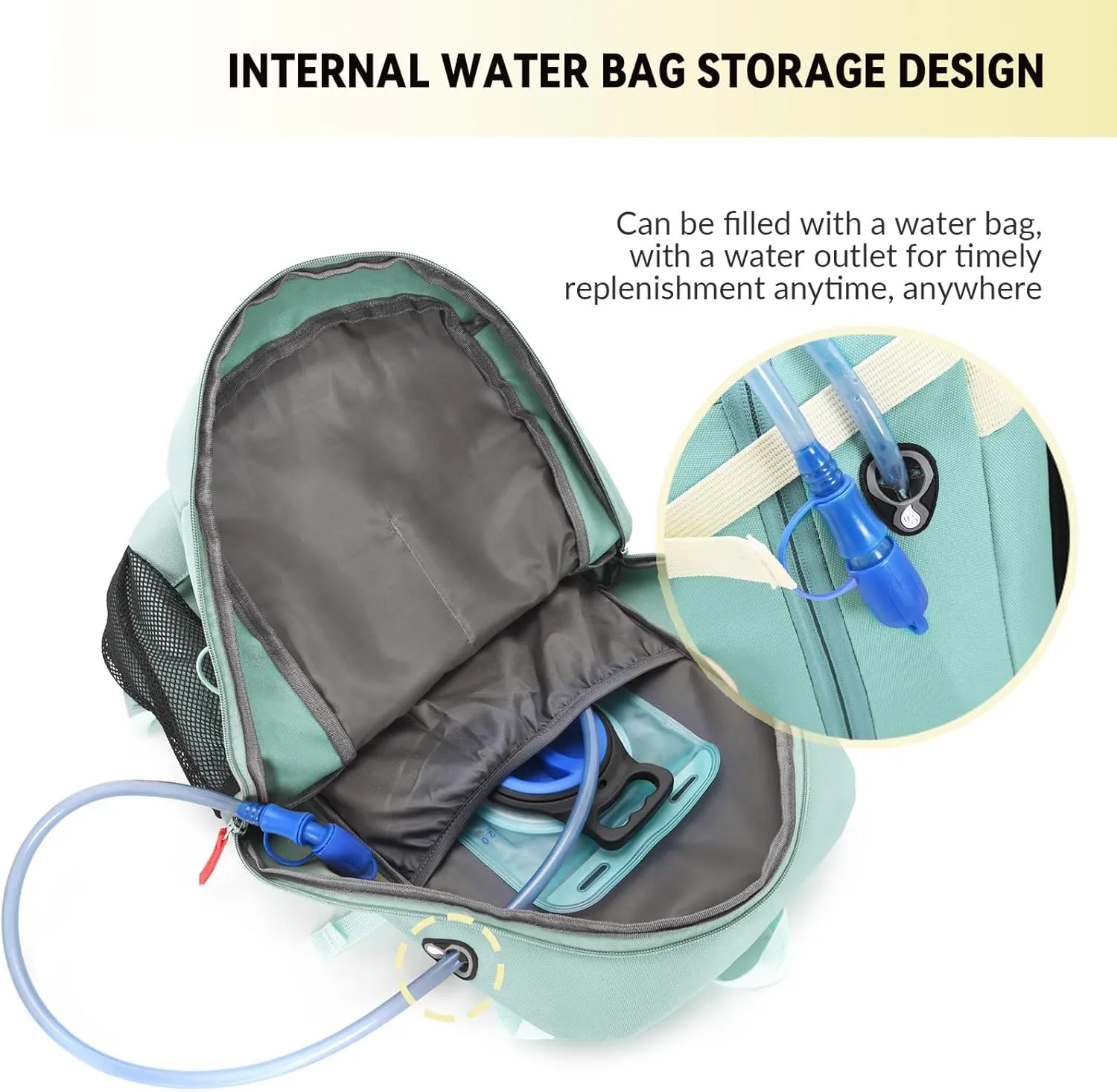 Bseash 40L Waterproof Hiking Backpack with Rain Cover, Outdoor Sport Travel Bag Daypack for Camping Climbing Skiing Cycling (Greenish-blue)