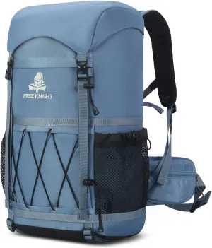 Bseash 40L Waterproof Hiking Backpack with Rain Cover, Outdoor Sport Travel Bag Daypack for Camping Climbing Skiing Cycling (Light Blue)
