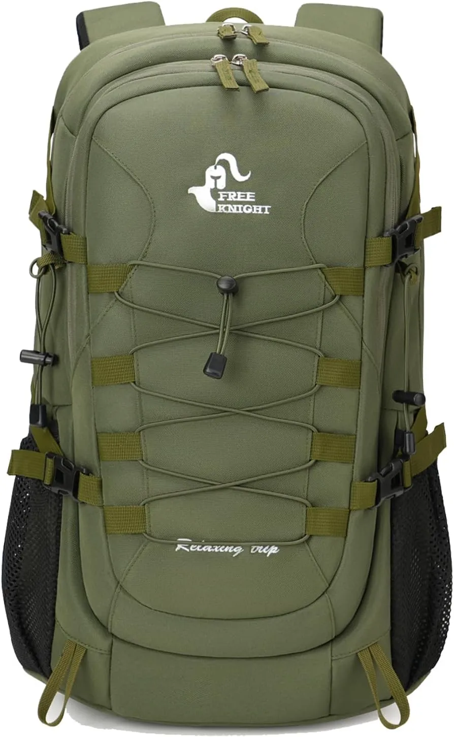 Bseash 40L Waterproof Hiking Camping Backpack with Rain Cover, Outdoor Sport Travel Bag Daypack for Climbing Skiing Cycling (Army Green)