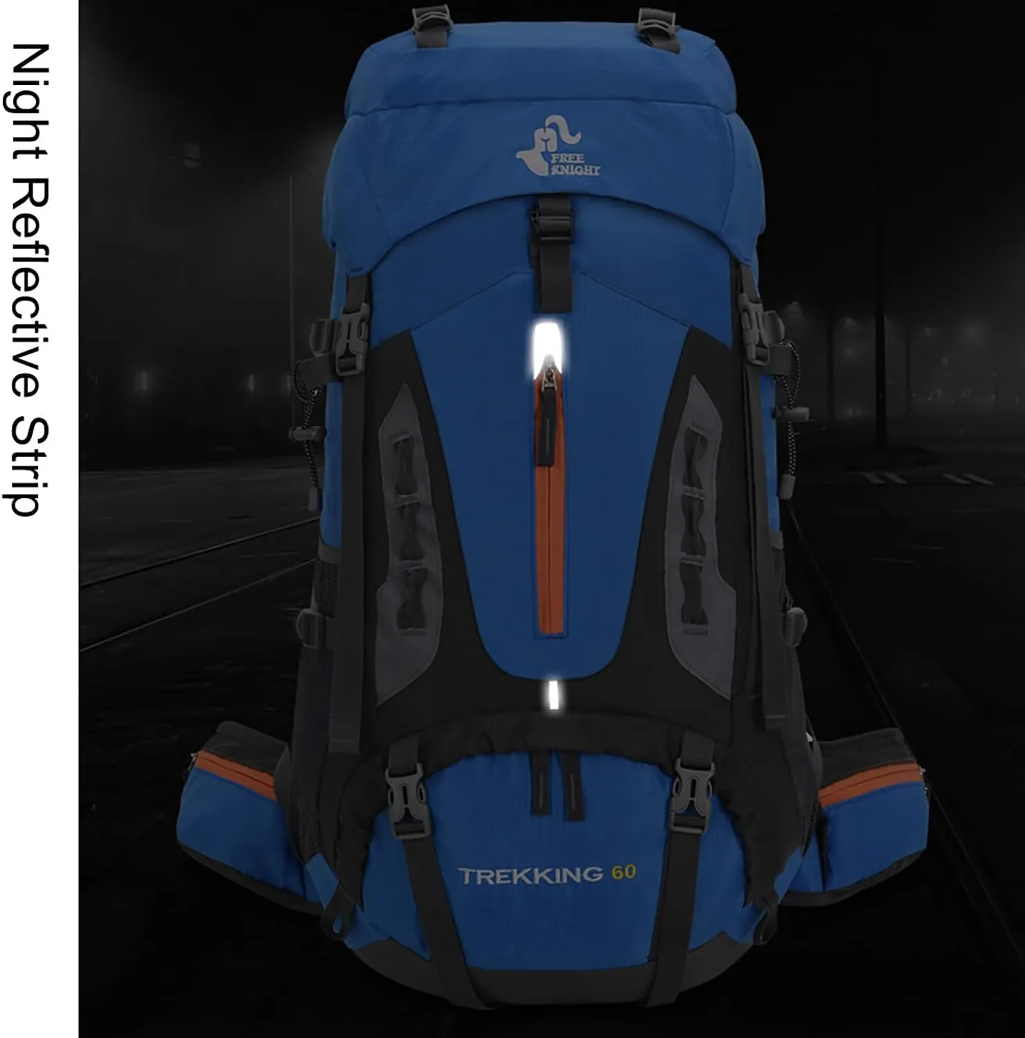 Bseash 60L Hiking Camping Backpack with Rain Cover, Waterproof Large Capacity Outdoor Sport Travel Daypack Climbing Touring (Orange)