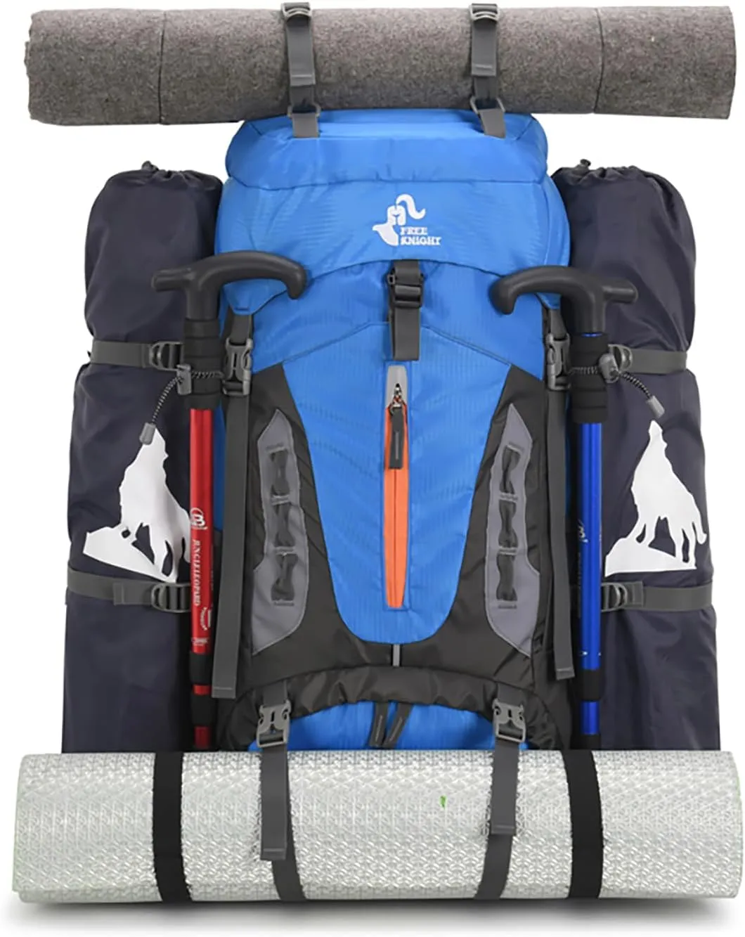 Bseash 60L Hiking Camping Backpack with Rain Cover, Waterproof Large Capacity Outdoor Sport Travel Daypack Climbing Touring (Orange)