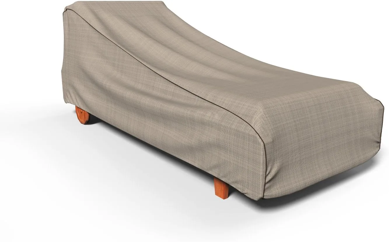 Budge P2A02PM1 English Garden Patio Chaise Lounge Chair Cover Heavy Duty and Waterproof, Medium, Tan Tweed
