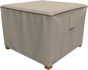 Budge P4A06PM1 English Garden Square Patio Table / Ottoman Cover Heavy Duty and Waterproof, Medium, Tan Tweed