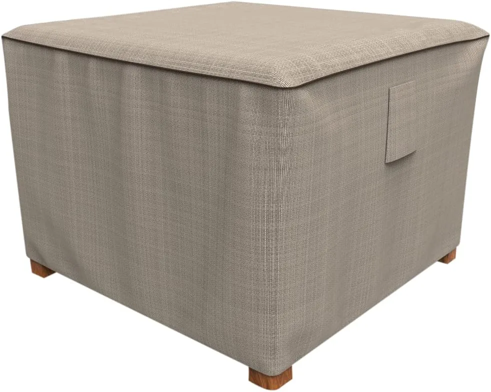 Budge P4A06PM1 English Garden Square Patio Table / Ottoman Cover Heavy Duty and Waterproof, Medium, Tan Tweed