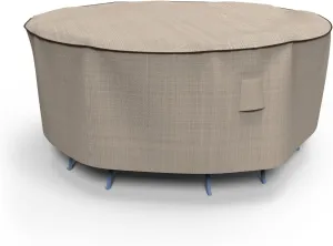 Budge P5A08PM1 English Garden Round Patio Table and Chairs Combo Cover Heavy Duty and Waterproof, Small, Tan Tweed