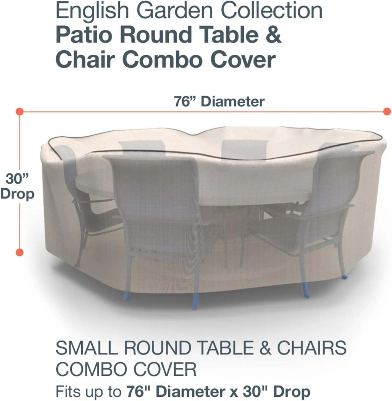 Budge P5A08PM1 English Garden Round Patio Table and Chairs Combo Cover Heavy Duty and Waterproof, Small, Tan Tweed