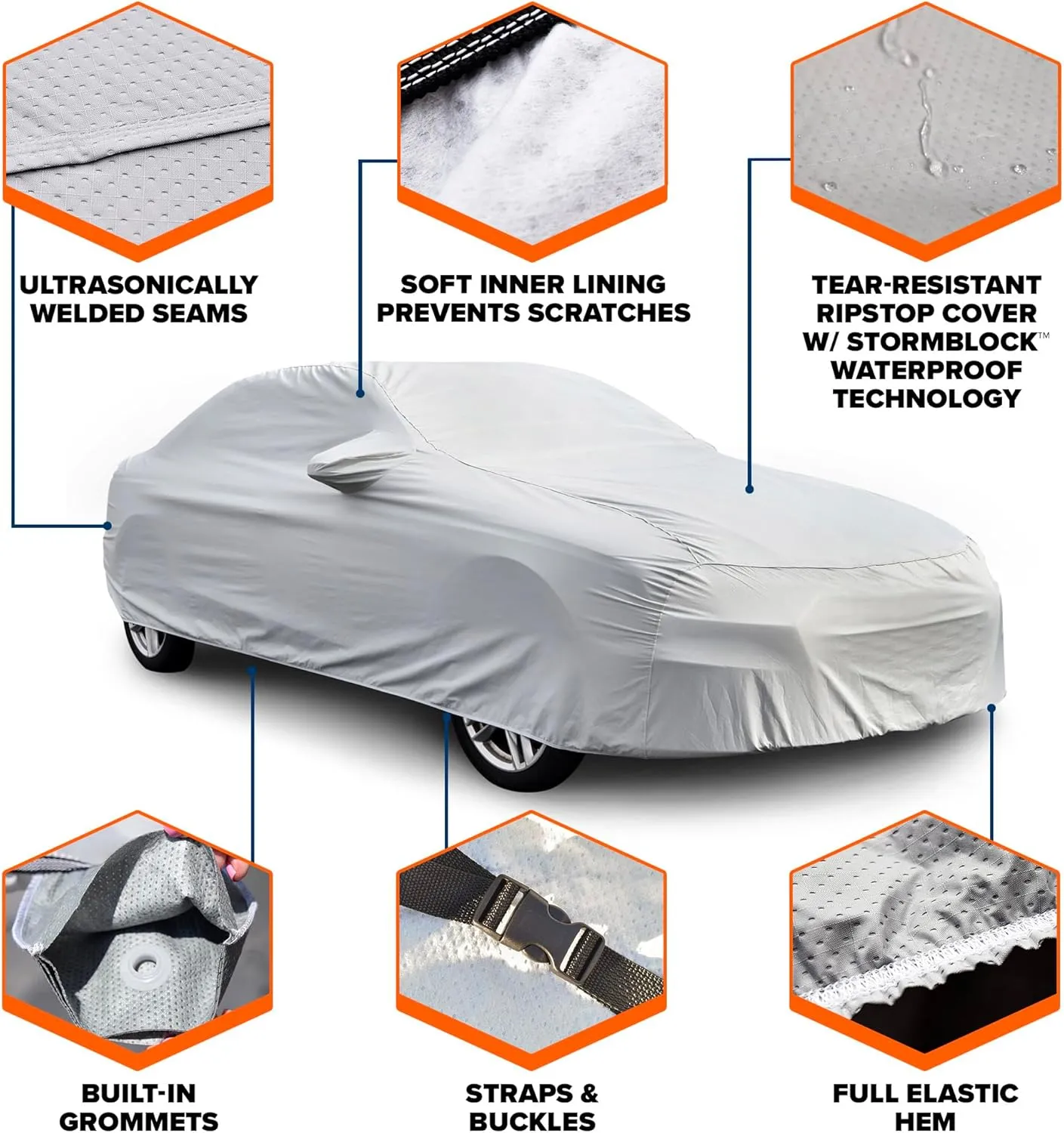 Budge TrueFit Plus Custom Car Cover Fits Subaru WRX STi (with Spoiler) 2015-2022, Automotive Full Exterior Indoor Outdoor Car Cover, Waterproof All Weather Rain Snow UV Sun Hail Protector