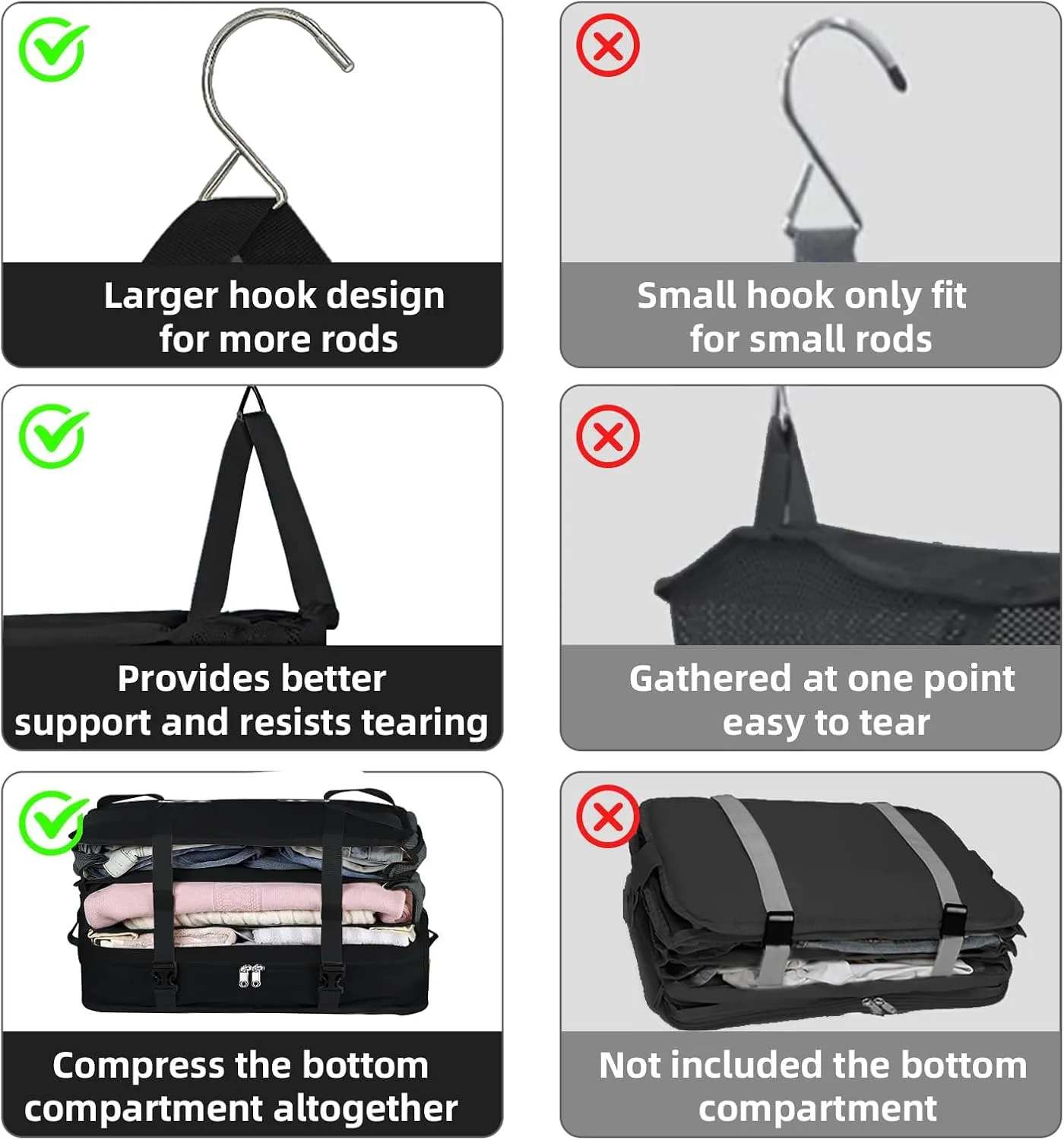 Bukere Hanging Travel Packing Shelves for Luggage Suitcase, Portable Cube Bag Organizer, Travel Essentials, Compression Closet Storage Organizer, X-Large Capacity