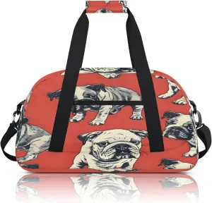 Bulldog Dogs Small Gym Bag 18 inch Carry On Duffel Bag for Weekender Travel Sports Workout Yoga Gymnastics Dance Ballet