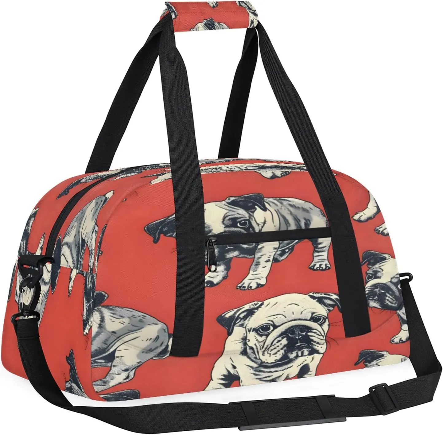 Bulldog Dogs Small Gym Bag 18 inch Carry On Duffel Bag for Weekender Travel Sports Workout Yoga Gymnastics Dance Ballet
